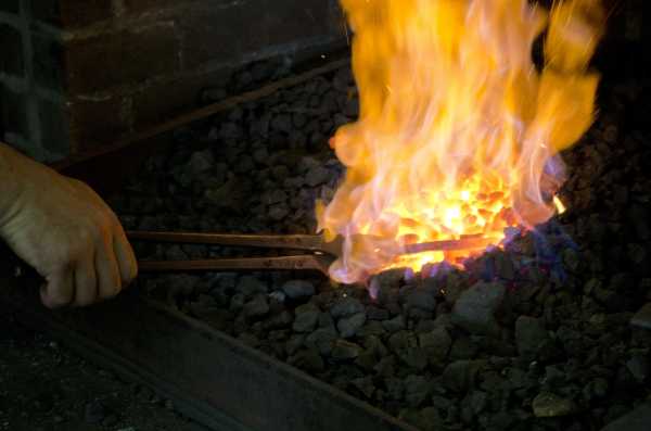 Using a hot forge in farrier course.