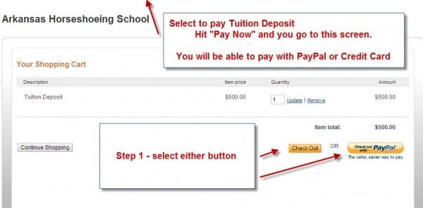 Making a PayPal deposit - Step 1