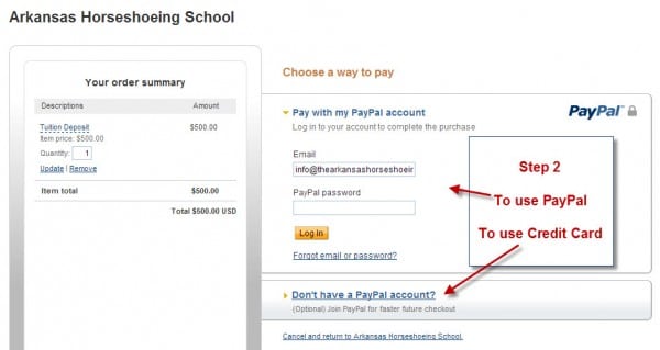 Making a PayPal deposit - Step 2